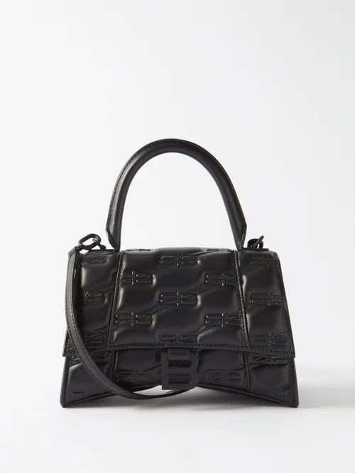 Balenciaga - Hourglass S Bb-monogram Padded Leather Bag - Womens - Black | Matches (US)