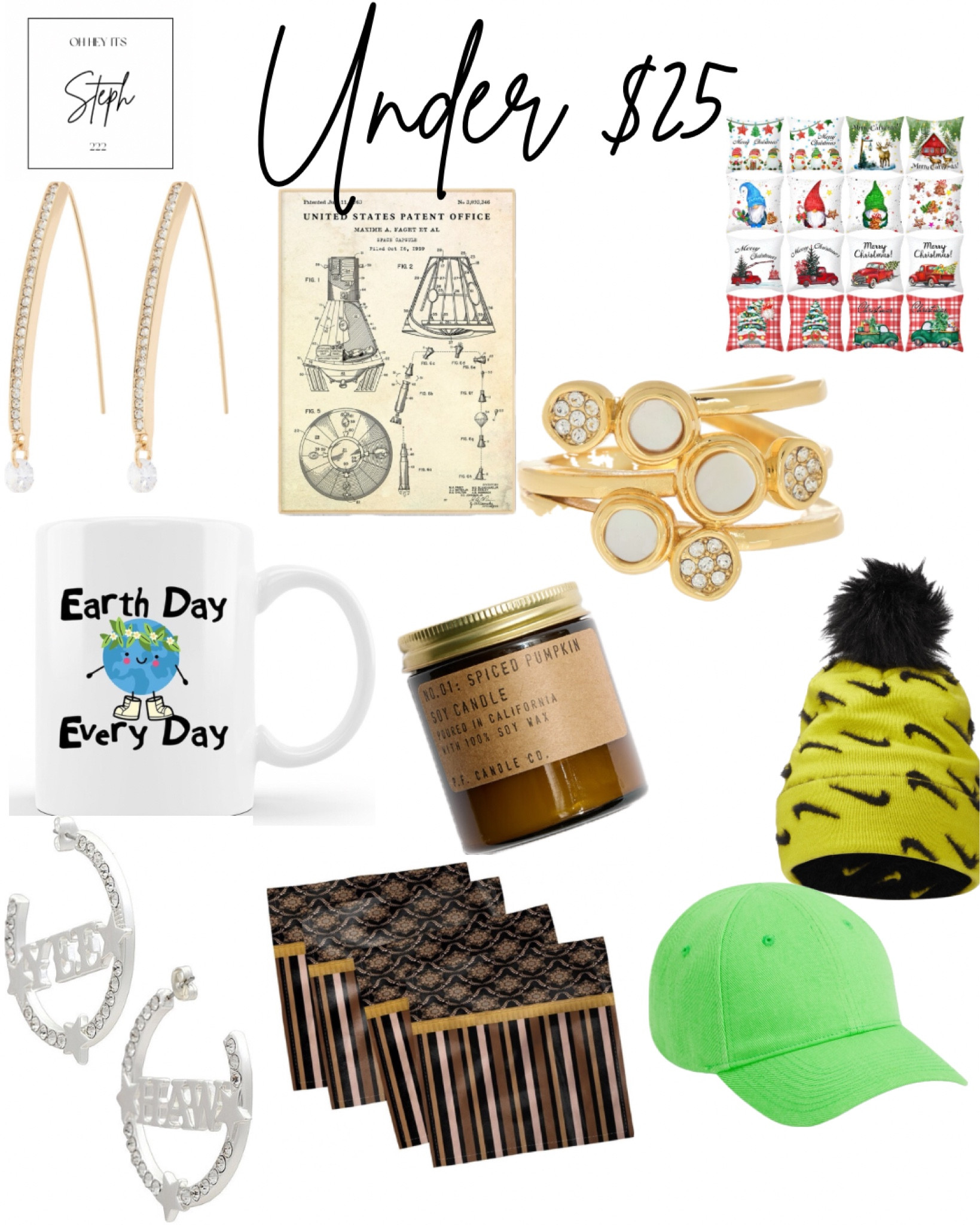 Under $25


Etsy, Christmas pillows, Stack Ring, Nordstrom rack, Wall art, dkny, earrings, Nike, Pom beanie, soy candle, Tilly’s, earth day mug, skims, baseball cap, Macys, napkins, revolve

#LTKhome #LTKfindsunder50 #LTKsalealert