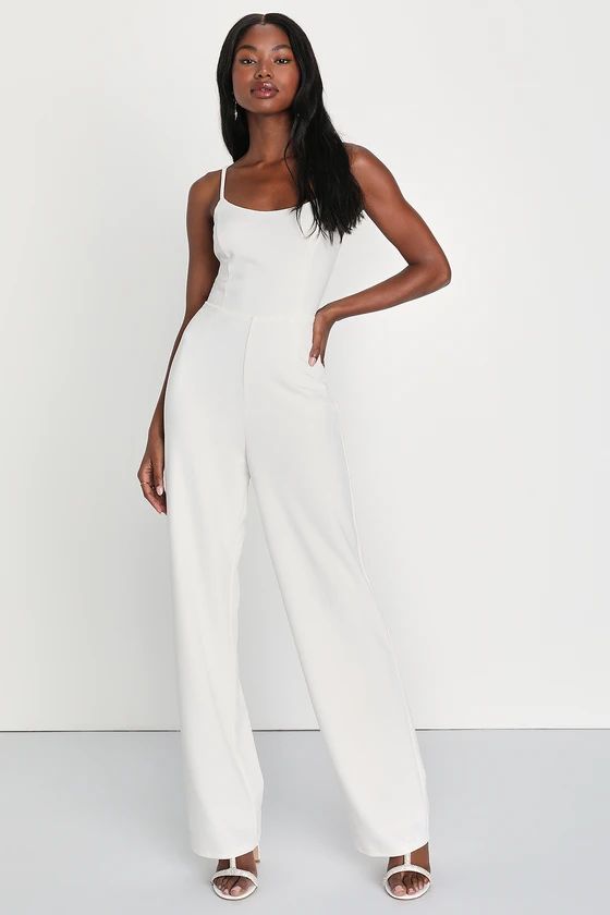 Marvelously Trendy White Sleeveless Cutout Wide-Leg Jumpsuit | Lulus (US)
