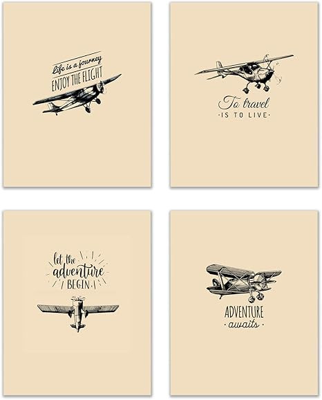 Vintage Airplane Photos - Set of 4 (8 inches x 10 inches) Motivational Prints | Amazon (US)