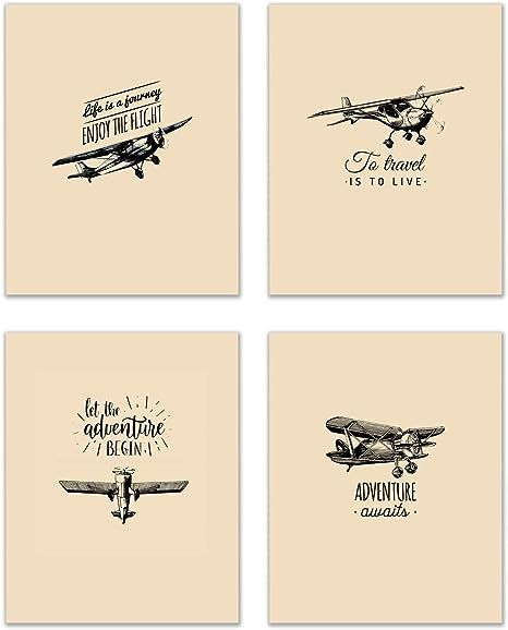 Vintage Airplane Photos - Set of 4 (8 inches x 10 inches) Motivational Prints | Amazon (US)