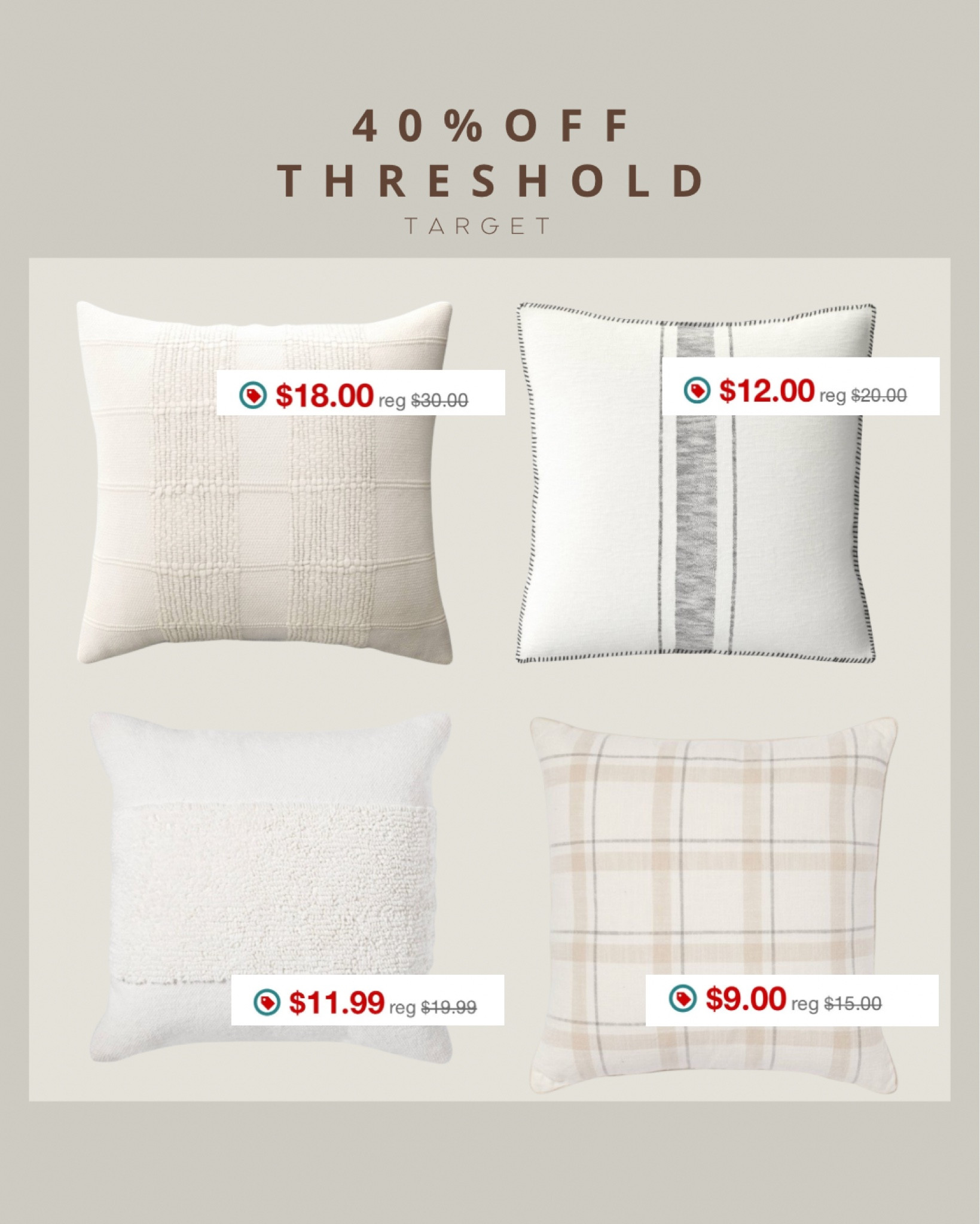 Deal of the day! 40% off throws and pillows from threshold!