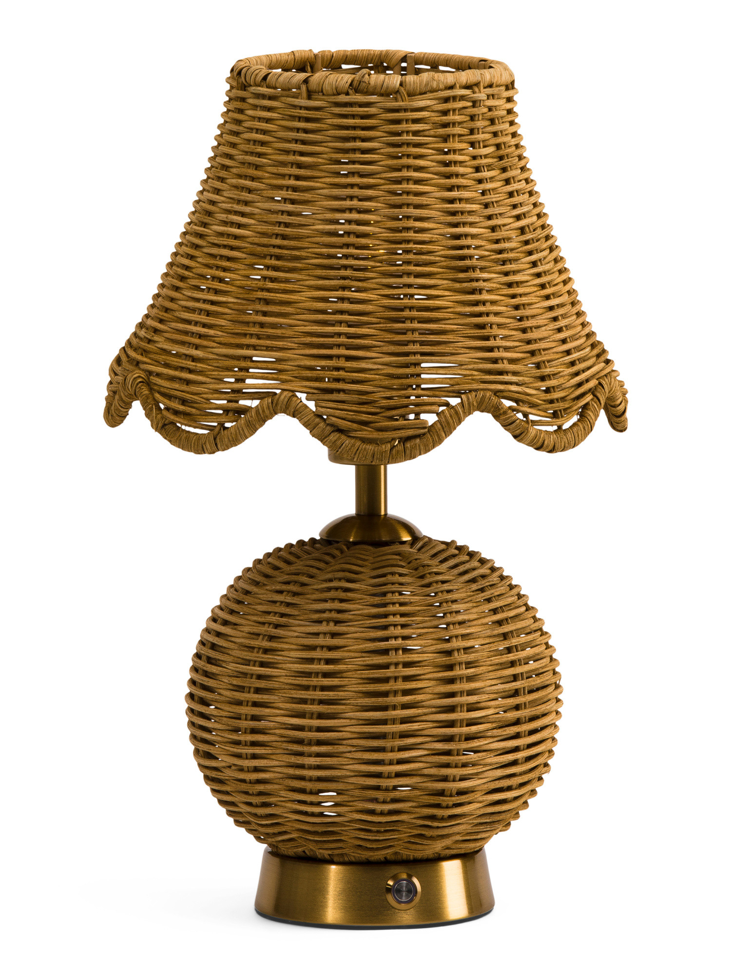 8.25in Rattan Ball Rechargeable Lamp With Scalloped Shade | TJ Maxx