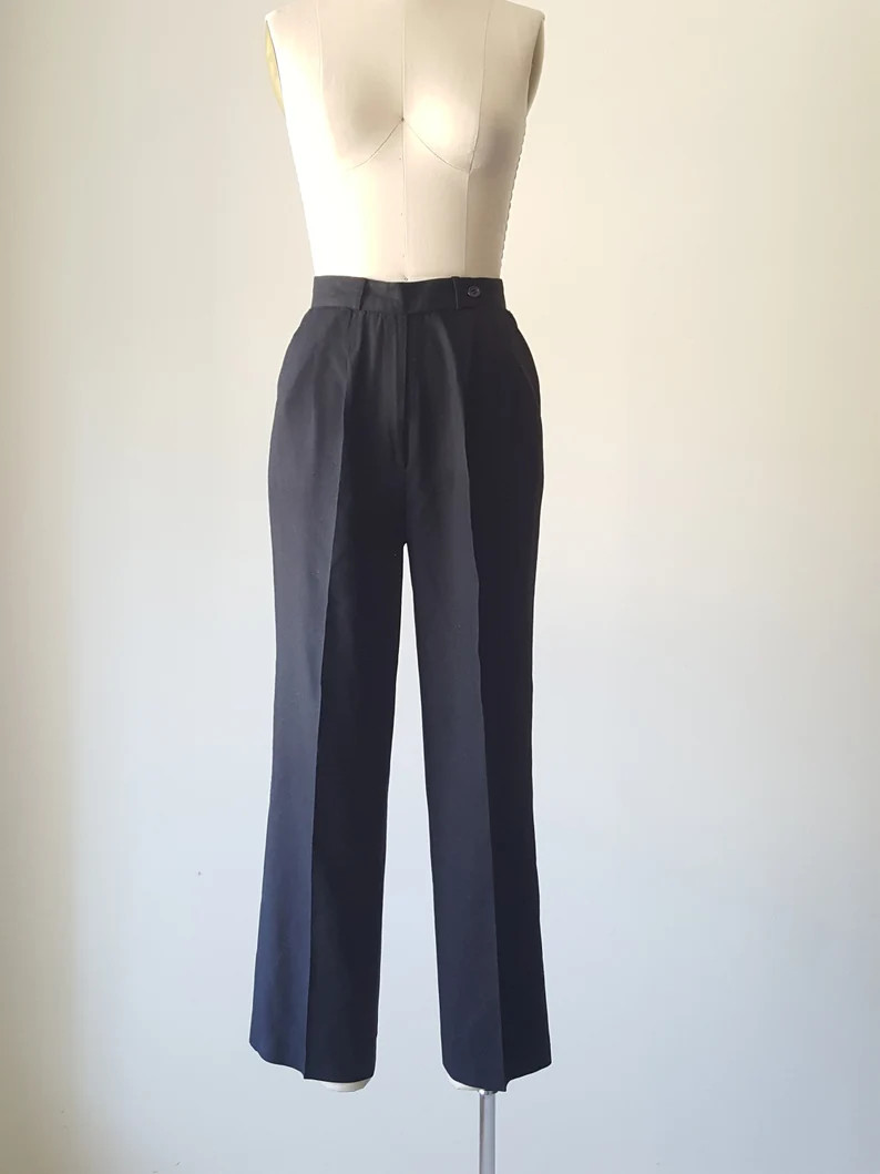 Black Silk Trousers | Etsy (US)