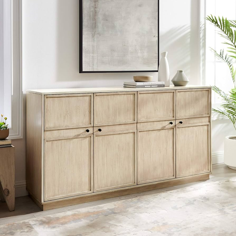Walker Edison Alden Versatile 4 Door Framed-Storage-Sideboard, 62 Inch, Birch | Amazon (US)