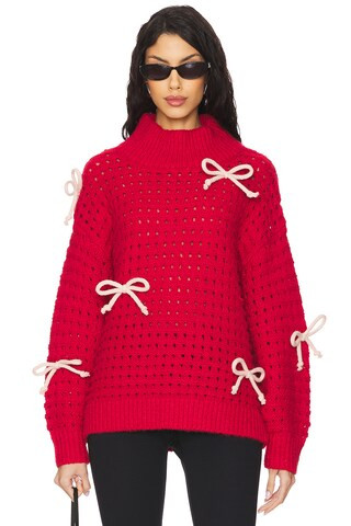 525 Naomi Oversized Bow Sweater in Cherry Red Multi from Revolve.com | Revolve Clothing (Global)