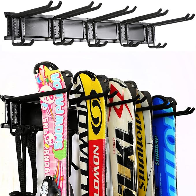 Ultrawall 24-Inch Wall Mounted Ski Rack, Holds Up to 300lbs, Powder-Coated Steel with Rubber Coat... | Amazon (US)