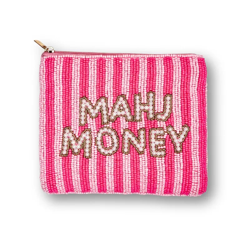 Mahjong Money Beaded Pouch, Pink Seed Bead Coin Purse, Mahjong Gift Accessory - Etsy | Etsy (US)