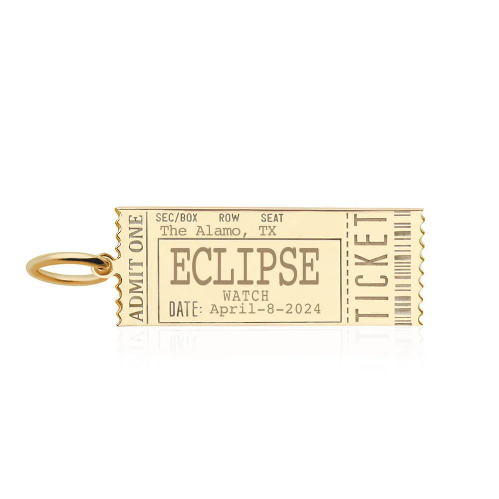 Gold Event Ticket Charm | Personalized Charm | Gold Vermeil Charm | Jet Set Candy (US)