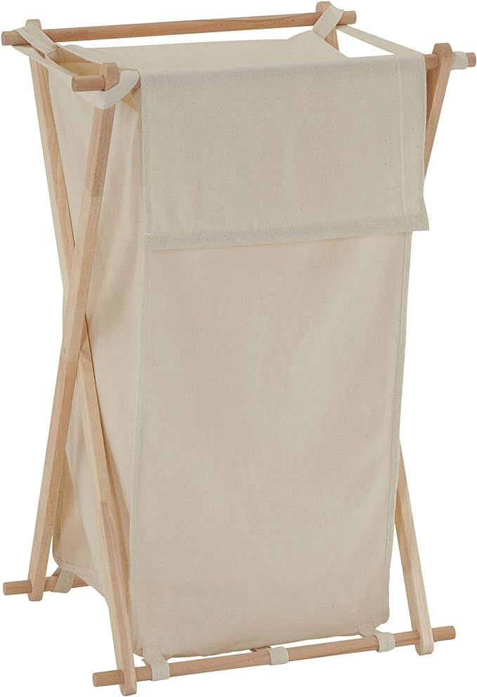 Household Essentials 6785-1 Collapsible Wood X-Frame Laundry Hamper with Fold Over Lid | Amazon (US)