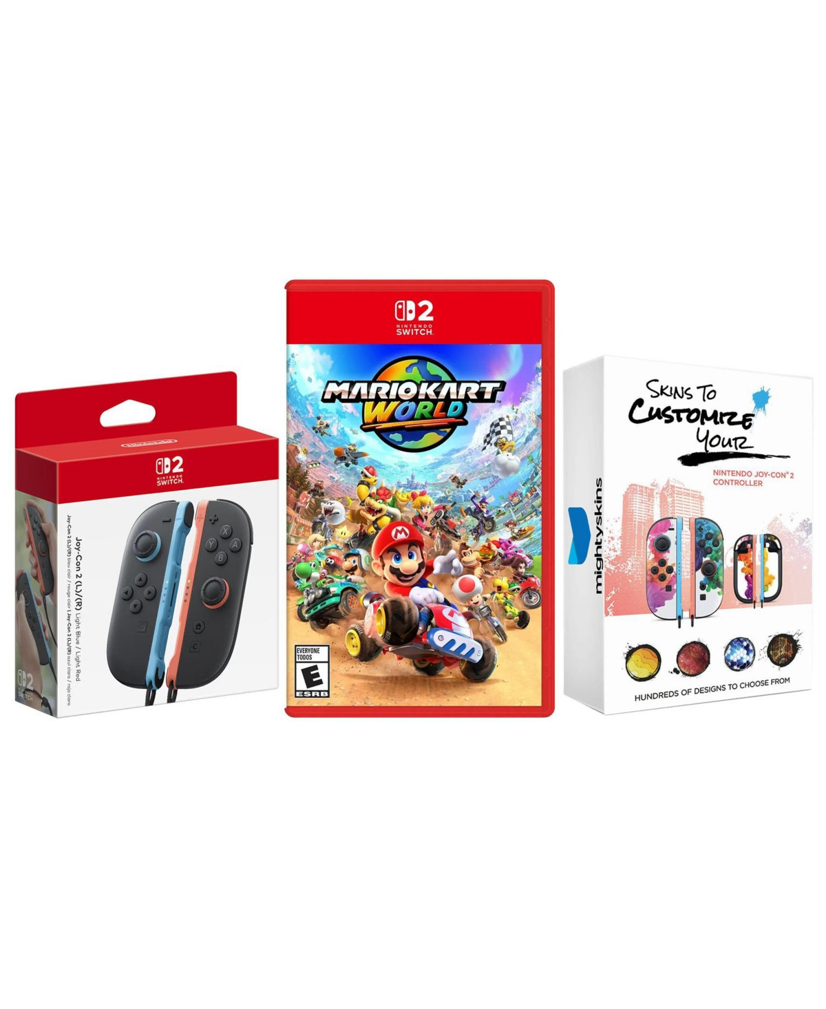 Nintendo Switch 2 Joy-Cons Blue/Red with Mario Kart World and MightySkins Code Bundle | Macy's