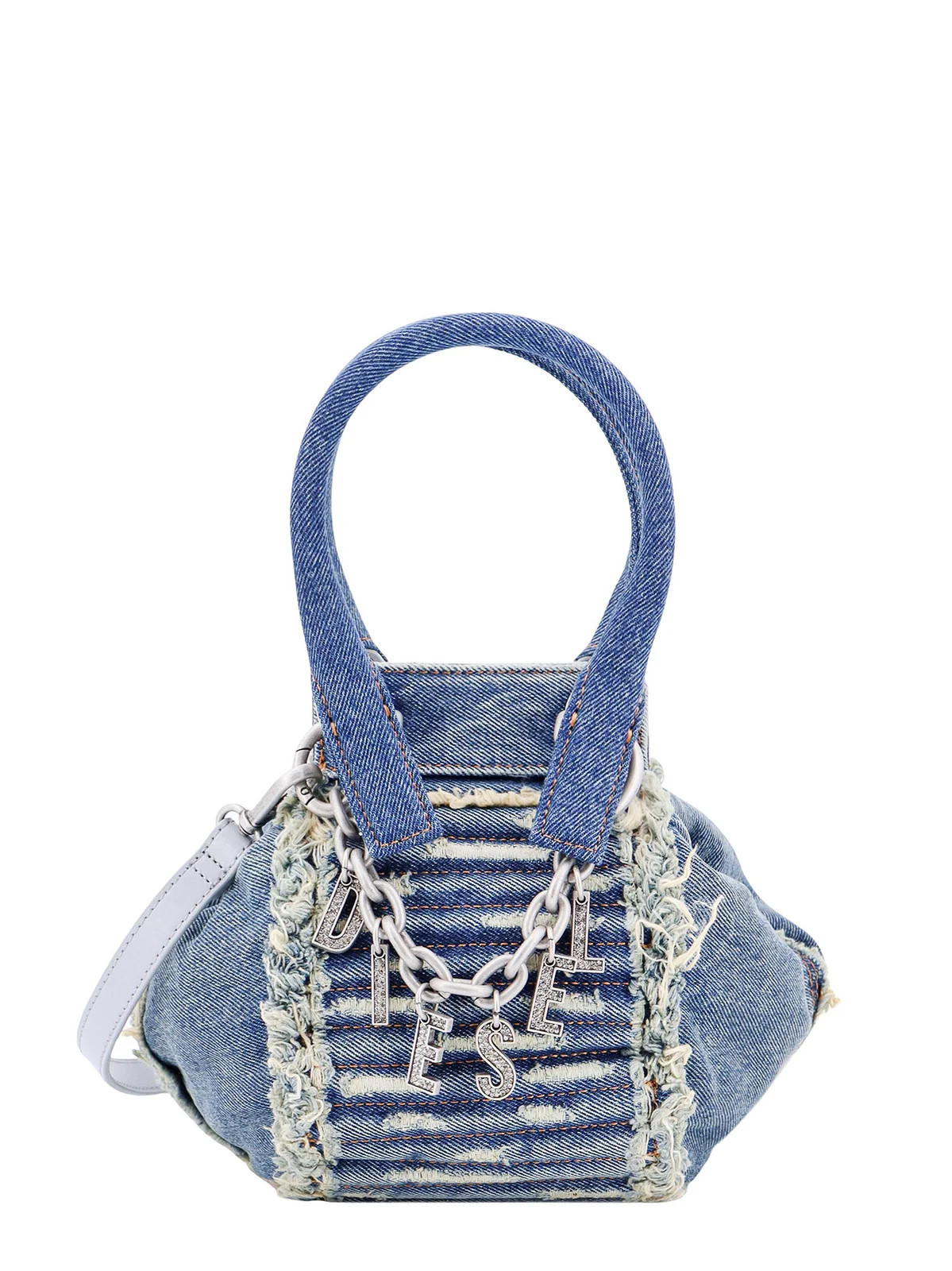 Diesel D-Vina-XS Logo Charm Denim Shoulder Bag | Cettire Global