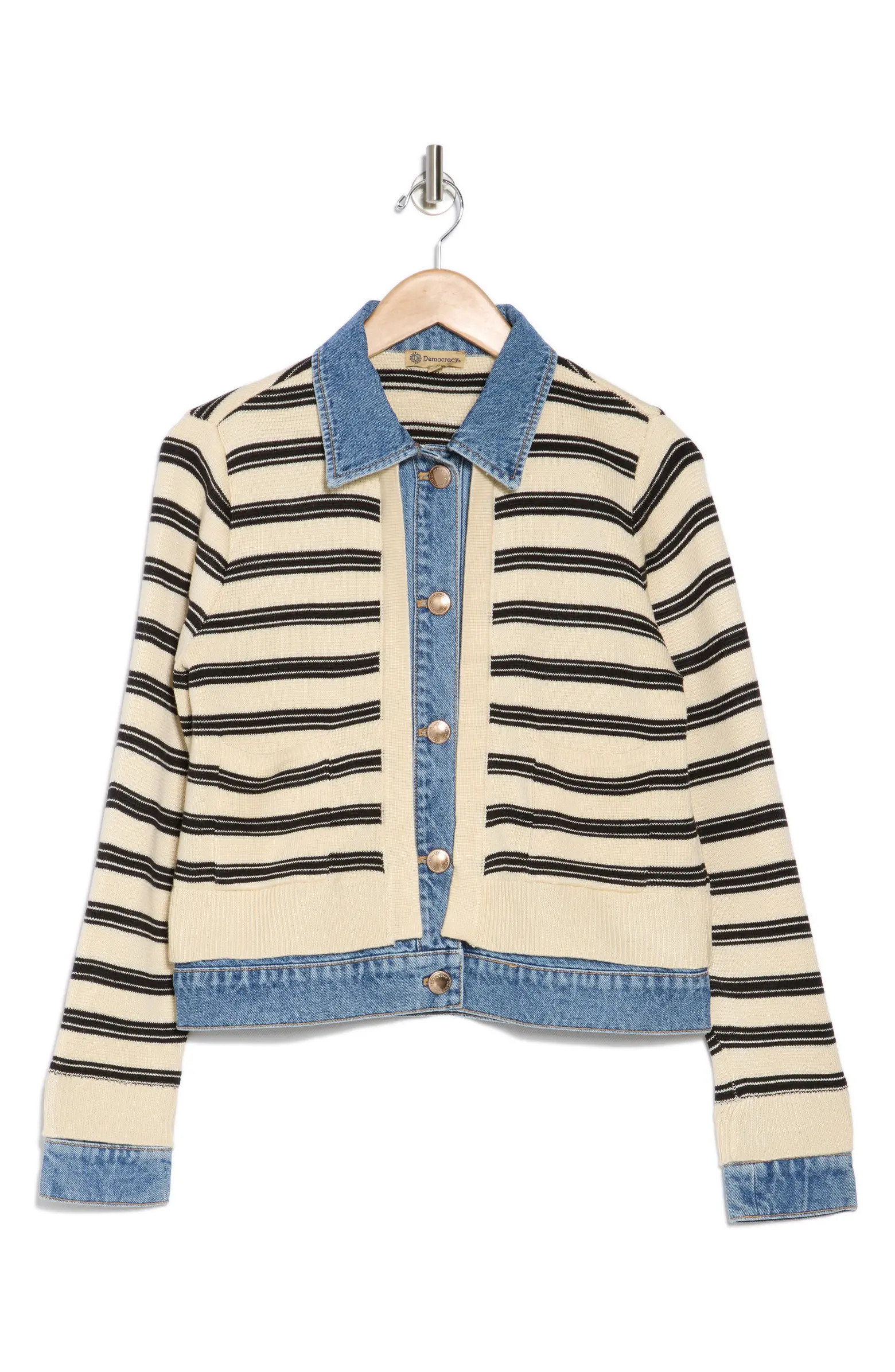 Democracy Stripe Mixed Media Jacket | Nordstromrack | Nordstrom Rack