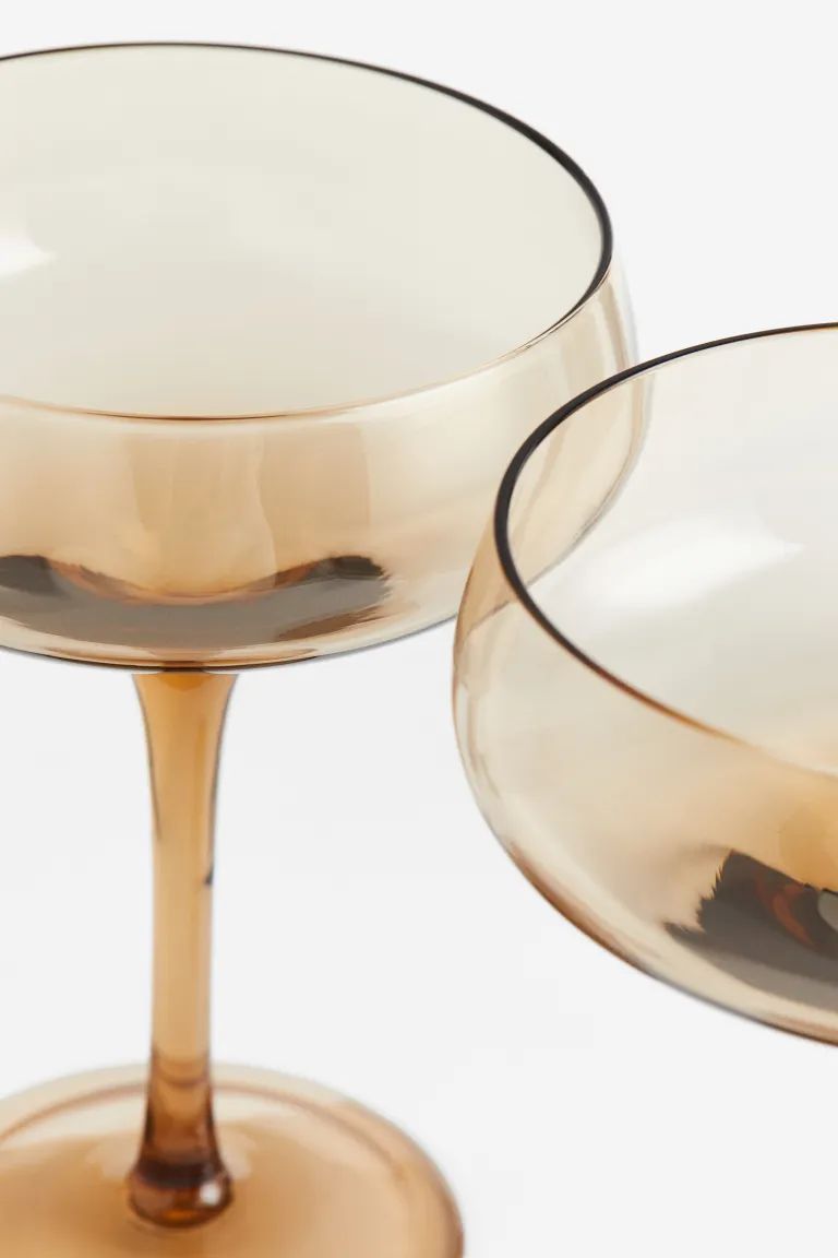 2-pack Champagne Coupes - Beige - Home All | H&M US | H&M (US + CA)