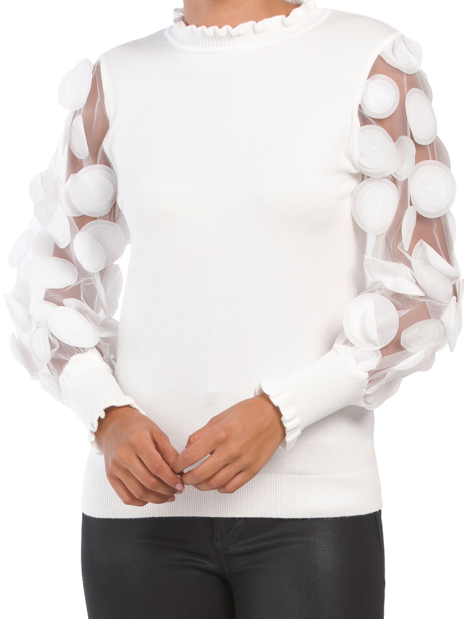 Polka Dot Illusion Sleeve Sweater | TJ Maxx