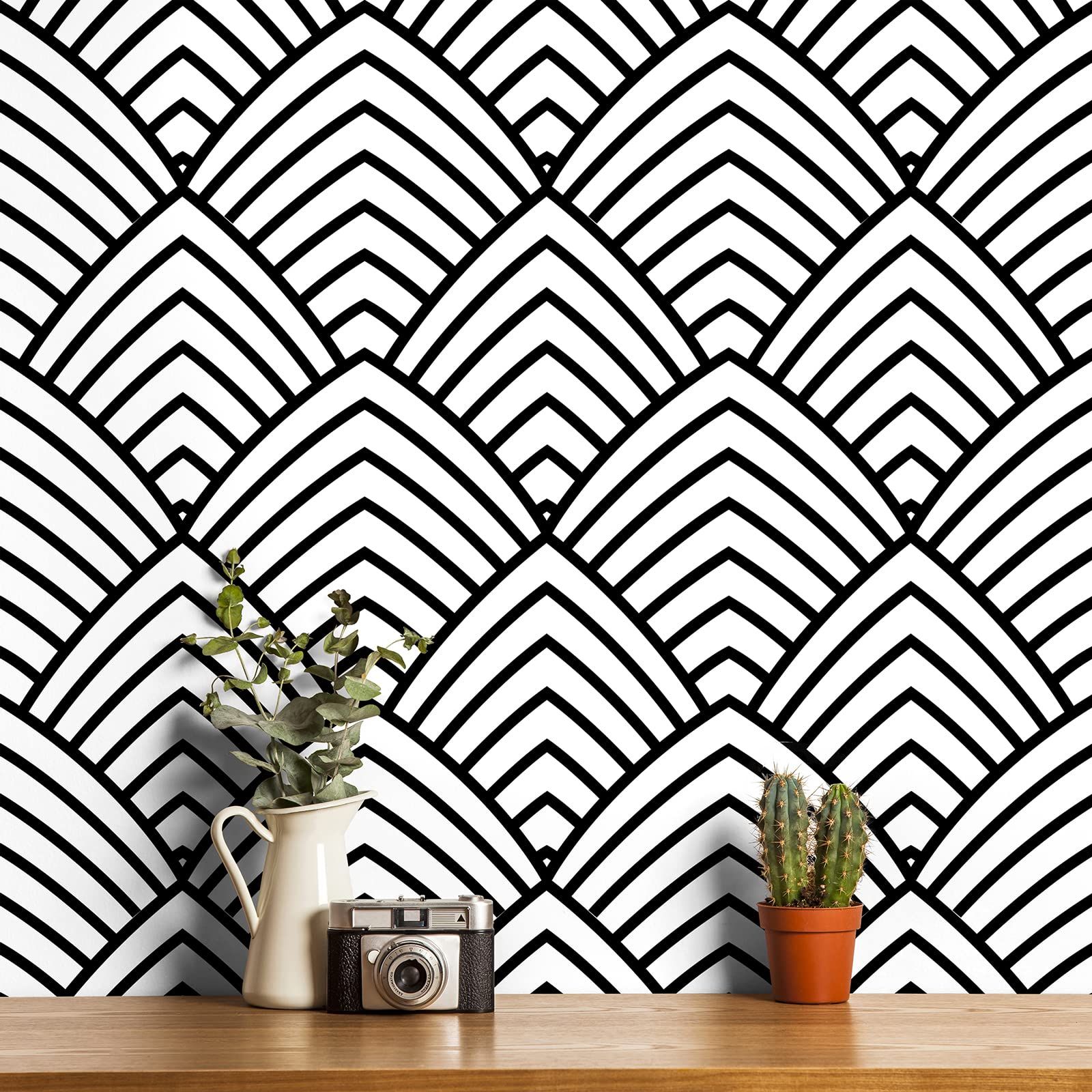 Black and White Wallpaper Modern Geometric Contact Paper 17.7 inch x 78.7 inch Black and White Co... | Amazon (US)