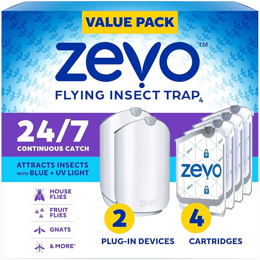 Zevo 2 Flying Insect Traps & 4 Cartridges - Plug In Fly Trap & Indoor Bug Catcher for Gnats, Hous... | Amazon (US)