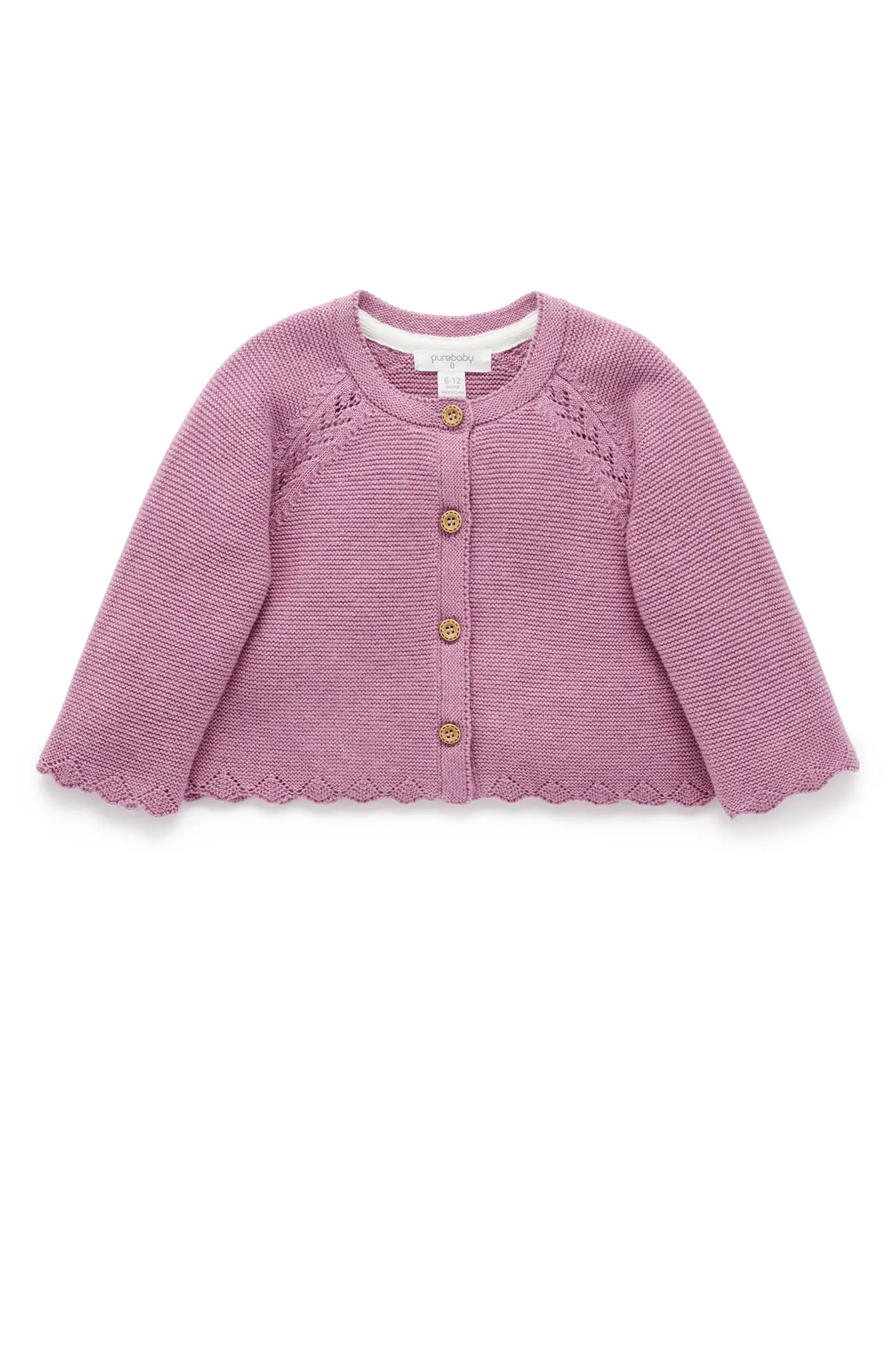 Purebaby Scalloped Cardigan | Nordstrom | Nordstrom