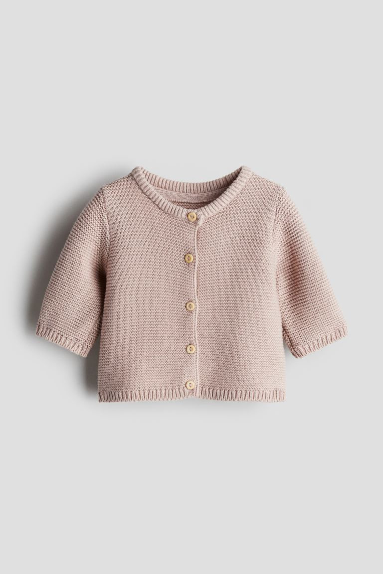 Knit Cardigan - Long sleeve - Regular length - Light dusty pink - Kids | H&M US | H&M (US + CA)