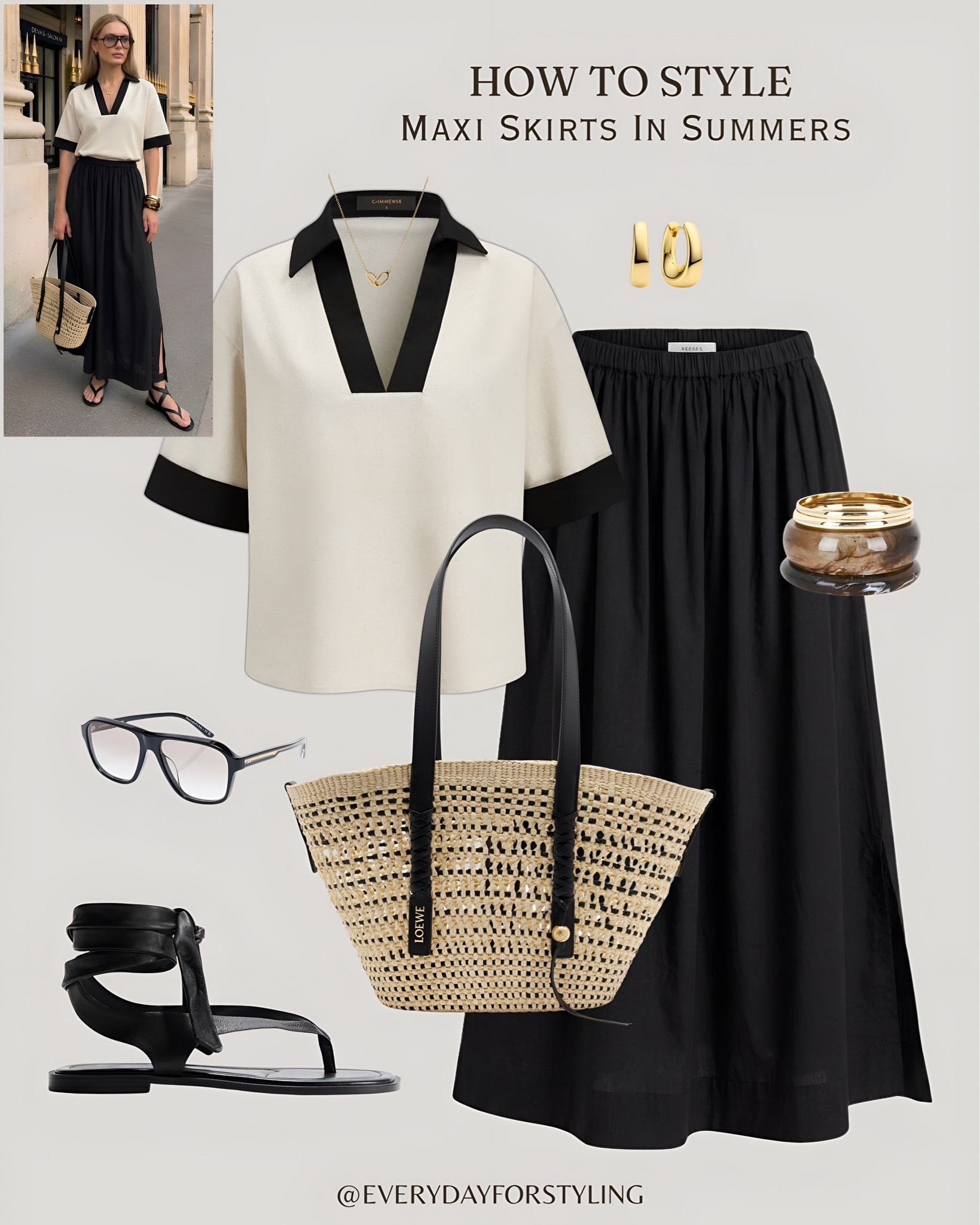 Cream contrast top, black maxi skirt and a Loewe raffia tote — this is summer elegance at its simplest 🖤

how to style maxi skirts summer, maxi skirt outfit ideas 2026, black maxi skirt outfit, white linen maxi skirt look, polka dot maxi skirt styling, summer maxi skirt women, elegant maxi skirt outfits, raffia bag maxi skirt look, chic summer skirt outfits, European summer maxi style, quiet luxury summer skirts, maxi skirt and contrast top, linen maxi skirt summer, effortless summer dressing women, summer outfit inspo 2026, elevated casual skirt looks, maxi skirt styling tips, everydayforstyling

#MaxiSkirtOutfits2026, #HowToStyleMaxiSkirts, #SummerMaxiSkirtStyle, #ElegantSummerLooks, #ChicMaxiSkirtLooks​​​​​​​​​​​​​​​​



#LTKSeasonal #LTKTravel #LTKootd