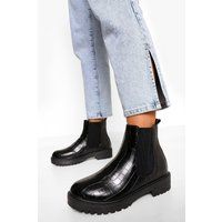 Womens Chunky Chelsea Boots - Black - 8, Black | Boohoo.com (UK & IE)