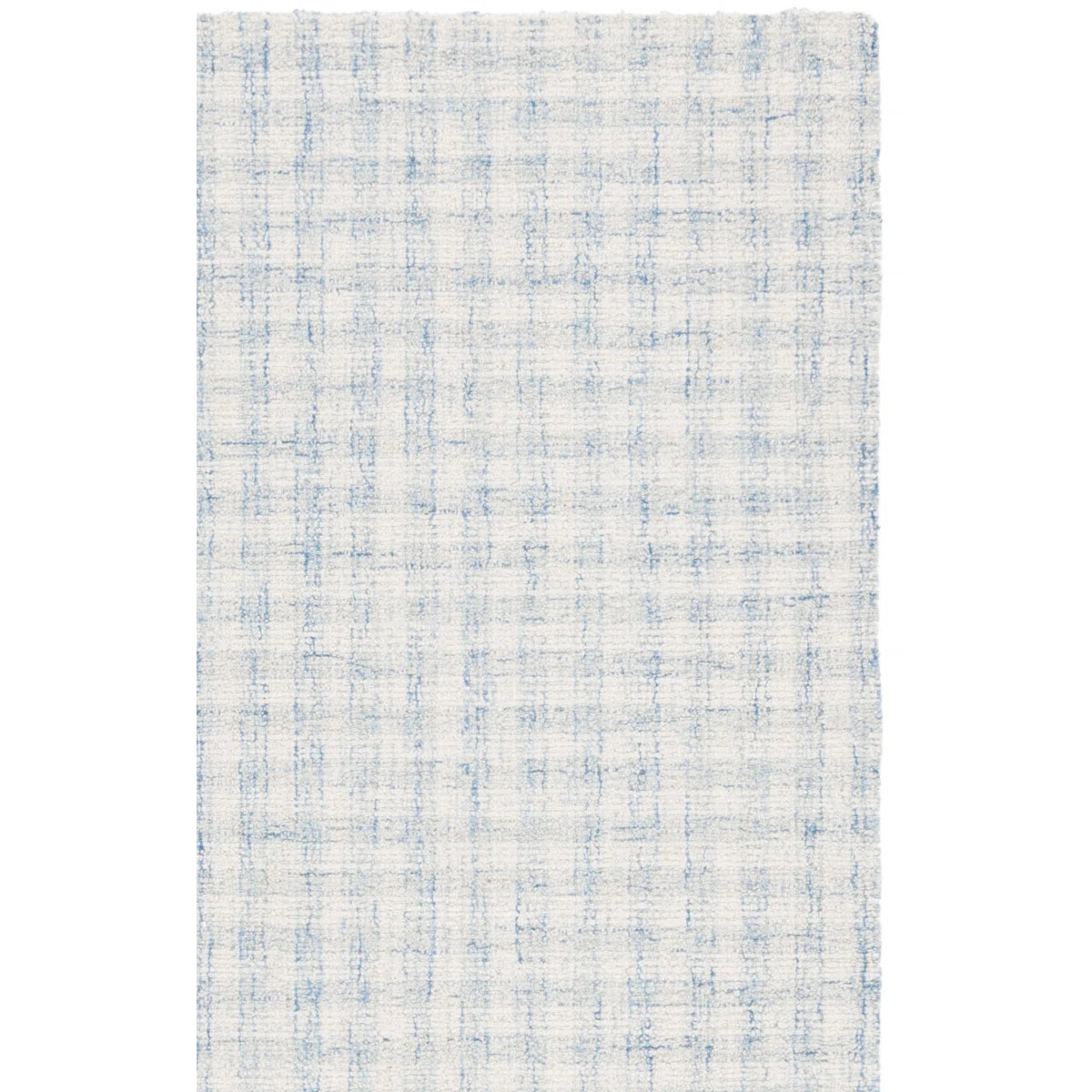 Antine Ebony Hand Tufted Wool/Cotton Checkered Rug in Blue/Ivory | Wayfair North America