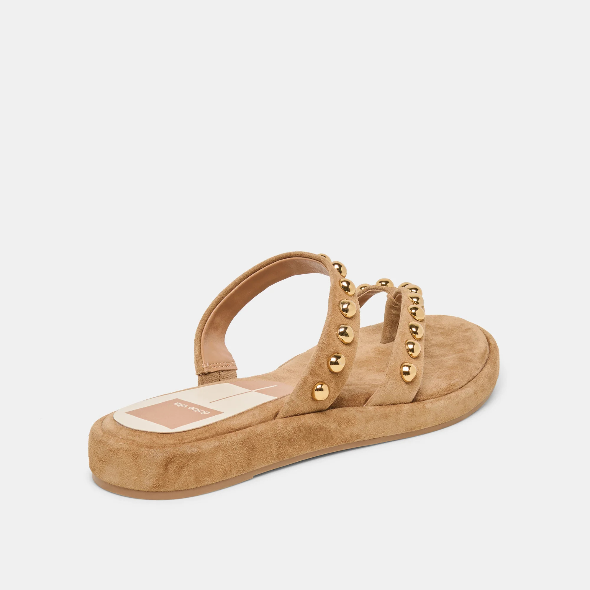 Amary Stud Sandals Lt Brown Suede | DolceVita.com
