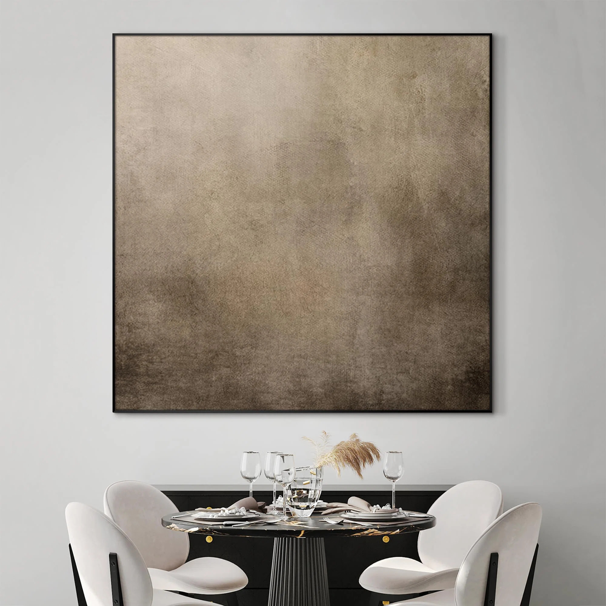 Minimalist Rustic Beige and Taupe Design Illustrations Extra Large Framed Wall Art Print Decor | Wayfair North America
