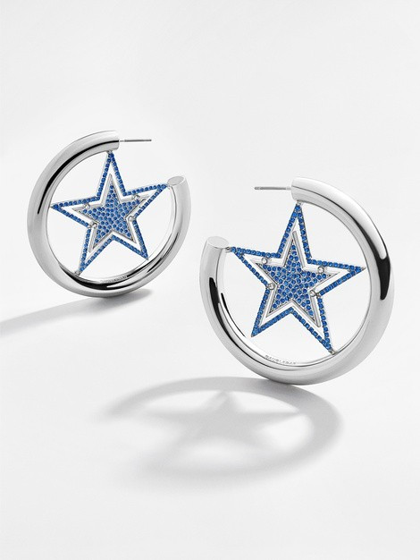 Dallas Cowboys Logo Silver Hoops | BaubleBar (US)