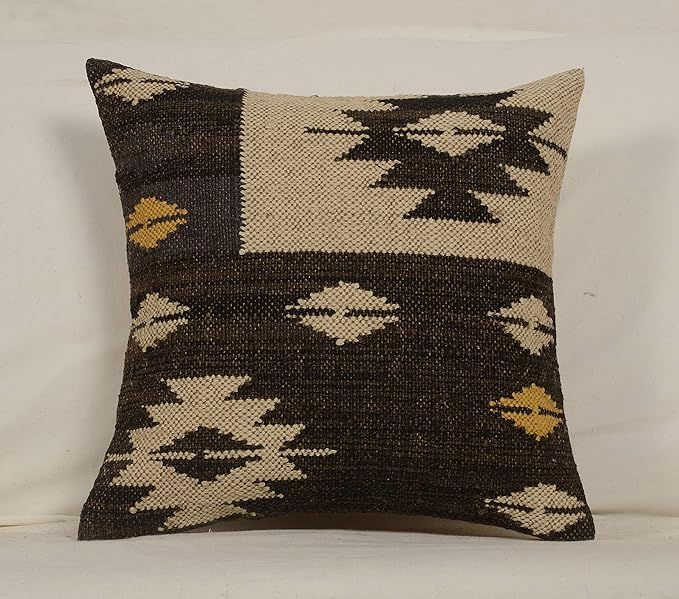 Chouhan Rugs Kilim Cushion Cover Jute Ethnic Pillow Boho Hand Woven Shams Hippie Indian Throw Art | Amazon (US)