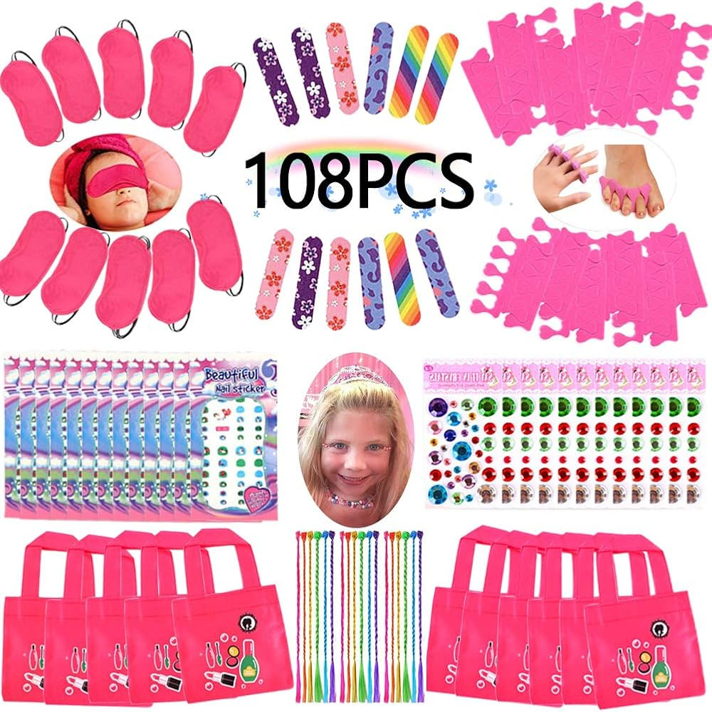 Spa Party Favors for Girls Multiple Spa Party Supplies (12 Tote Bags, 12 MINI Emery Boards,12 Col... | Amazon (US)