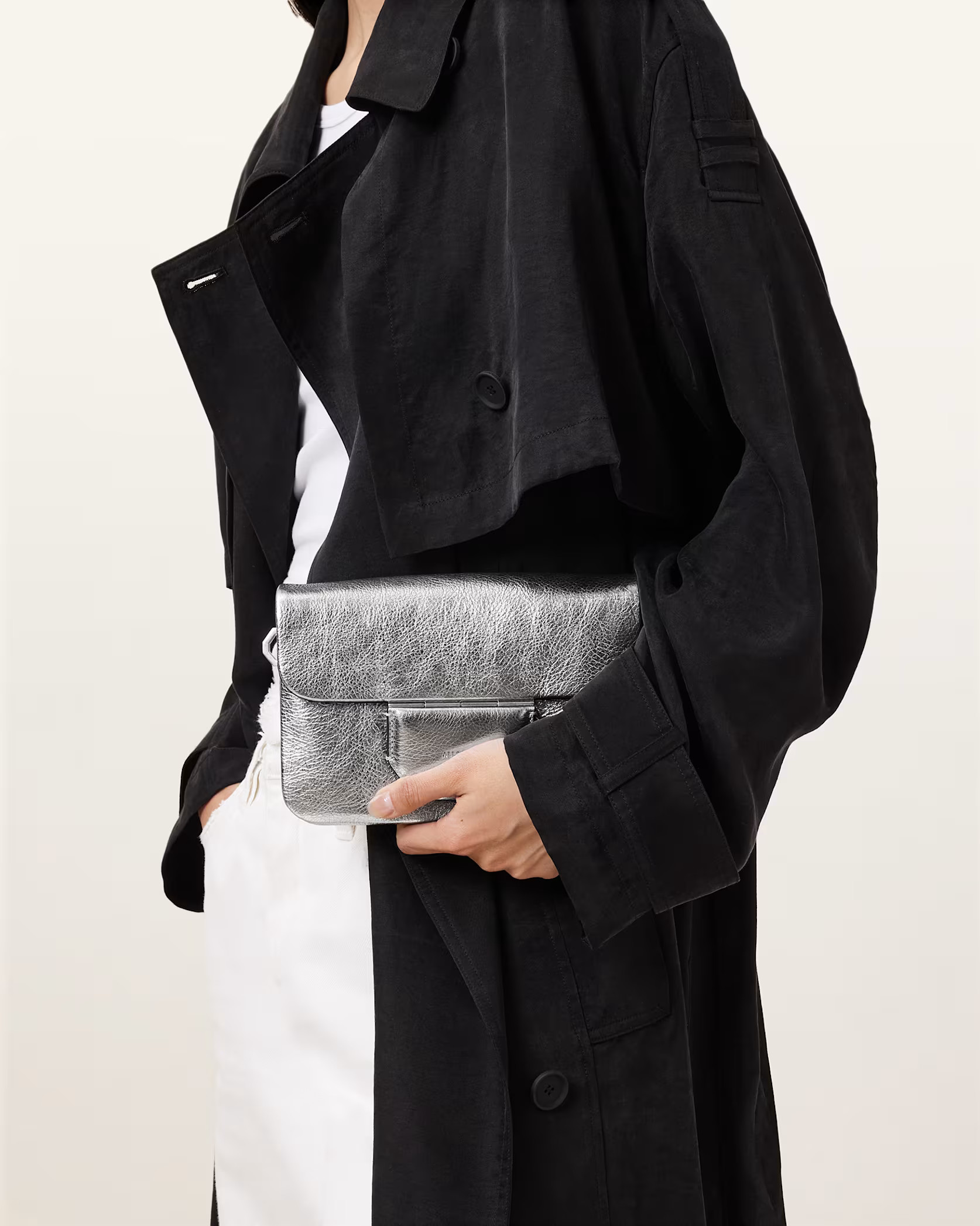 Jupiter Metallic Leather Crossbody Bag | AllSaints UK