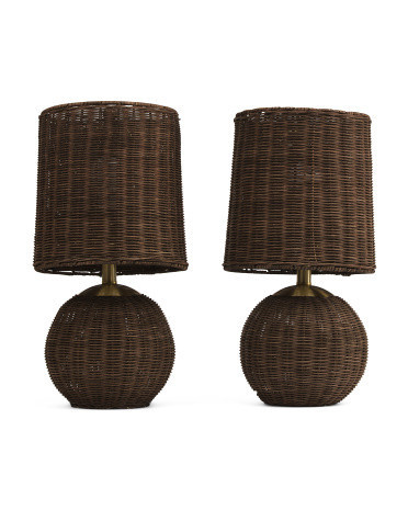 Set Of 2 20in Rattan Table Lamps | TJ Maxx