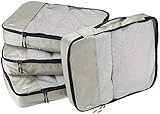 Amazon Basics 4 Piece Packing Travel Organizer Cubes Set, Large, Gray | Amazon (US)