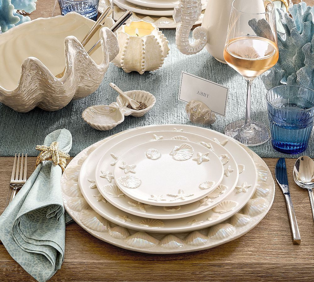 Coastal Embossed Stoneware Salad Plates - Set of 4 | Pottery Barn (US)