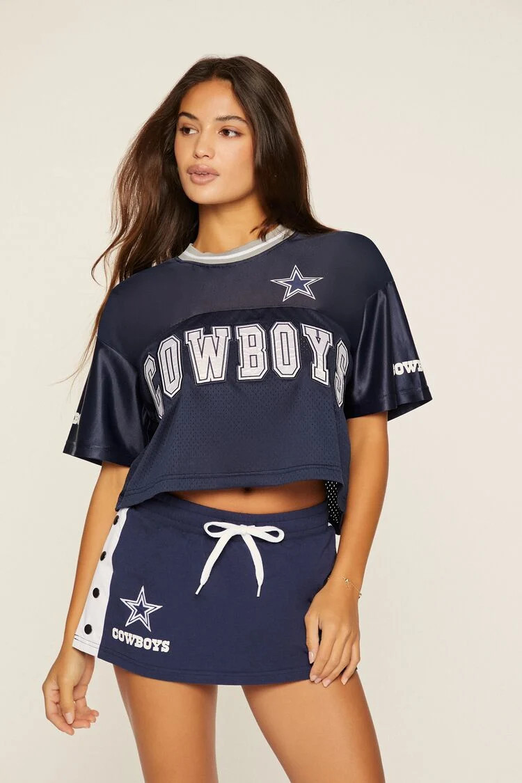 Women's Dallas Cowboys Jersey Crop Top in Blue/White, XL | Forever 21