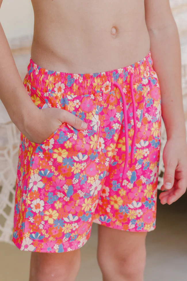 Boy's The Horton Floral Swim Trunks Krista Horton X Pink Lily | Pink Lily
