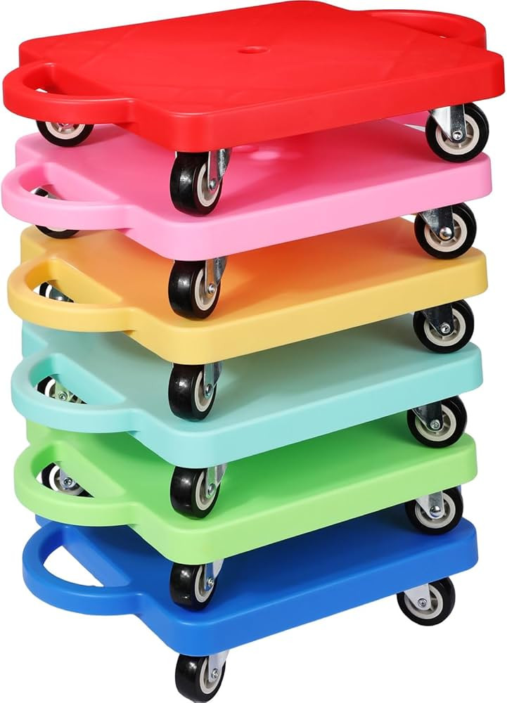 6 Pieces Sports Scooter Board Bulk Sitting Scooter Board with Handles Plastic Casters Sport Flat ... | Amazon (US)
