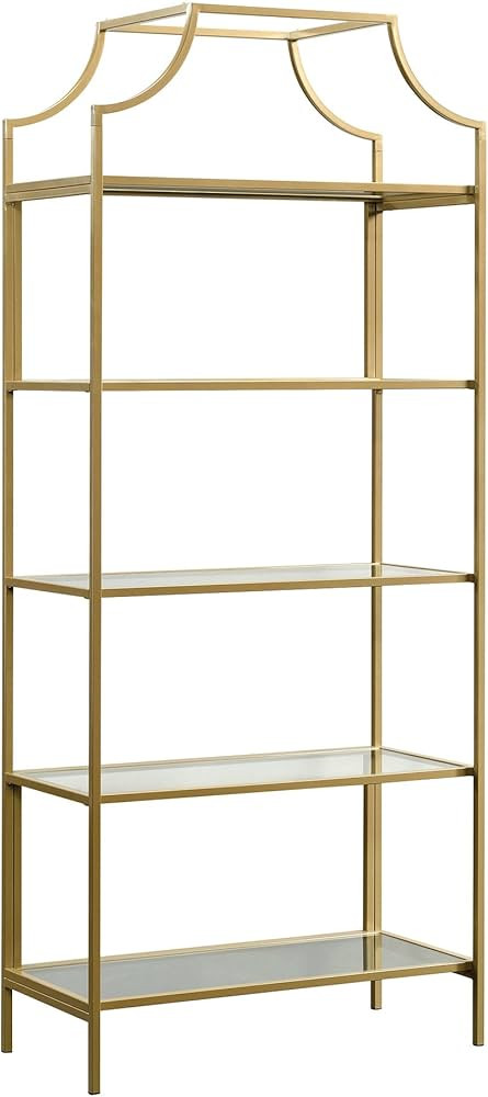 Sauder 421434 International Lux Bookcase, L: 30.0" x W: 14.49" x H: 70.87", Satin Gold Finish | Amazon (US)