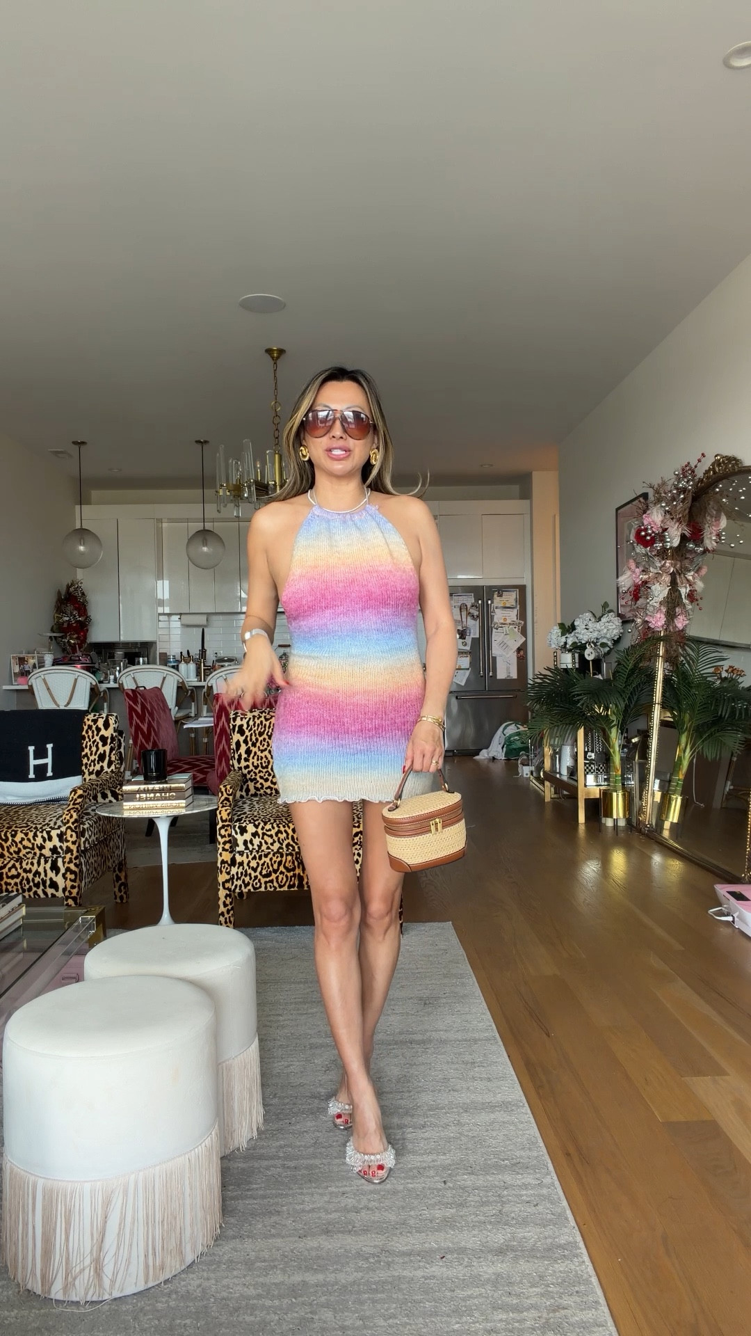 Rainbow sweater spring dress. Size small Amazon. Spring break and summer style. Love the heels so comfy. True to size 20% off  

#LTKootd #LTKgrwm
