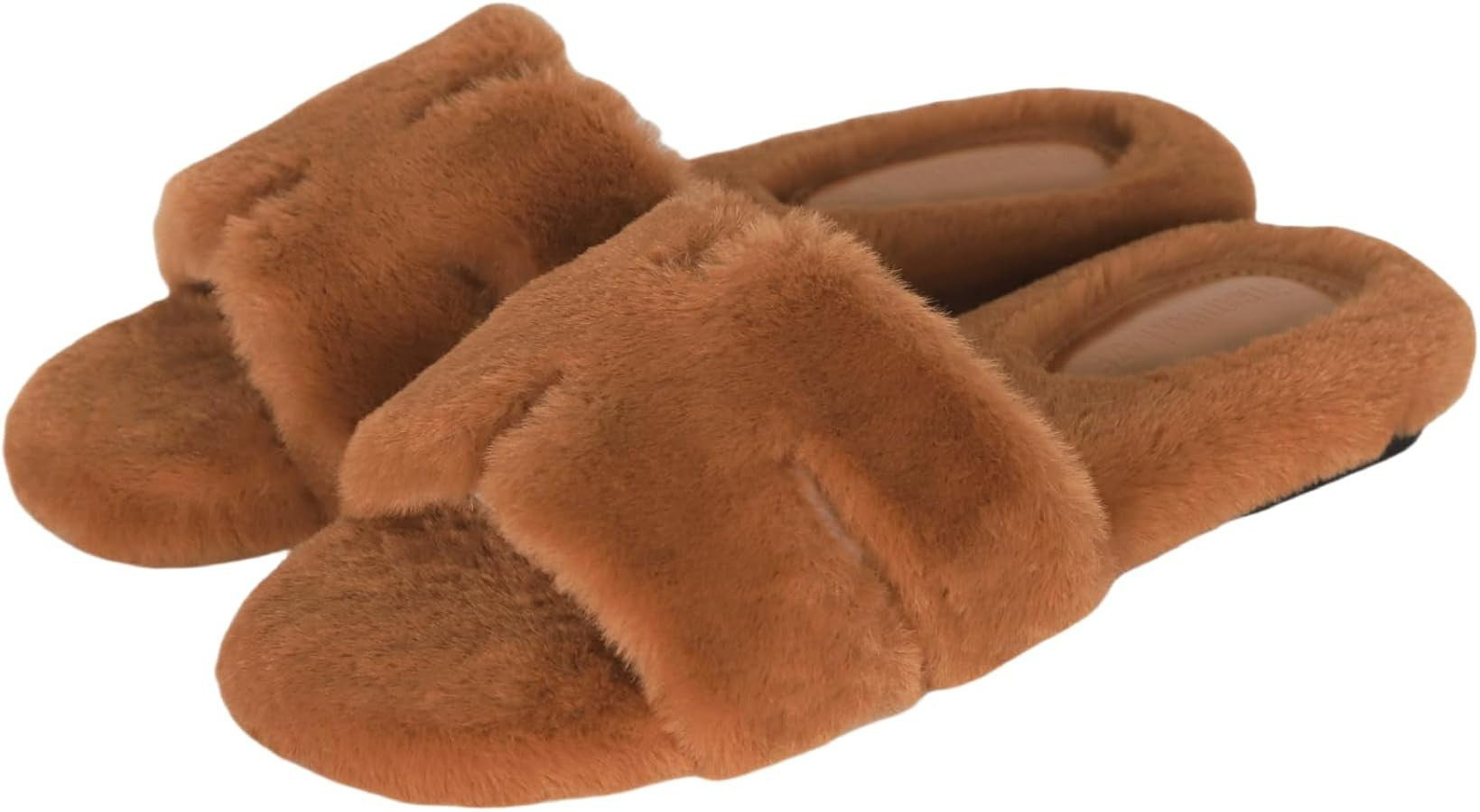 Stratuxx Kaze Womens Fur Slippers Comfy House Slide Sandals Open Toe Memory Foam Indoor Fluffy Sl... | Amazon (US)