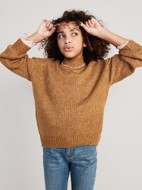 Cozy Mock-Neck Shaker-Stitch Cocoon Sweater for Girls | Old Navy (US)