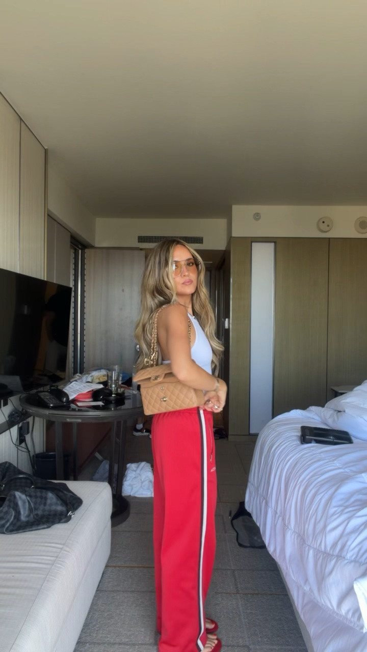 Track pants, red, outfit inspo, casual outfit, summer style

#LTKootd #LTKSeasonal