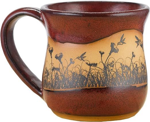 ALWAYS AZUL POTTERY Hummingbirdscape 14 Oz. Mug in Real Red Glaze - Handmade Ceramic Coffee Mug -... | Amazon (US)