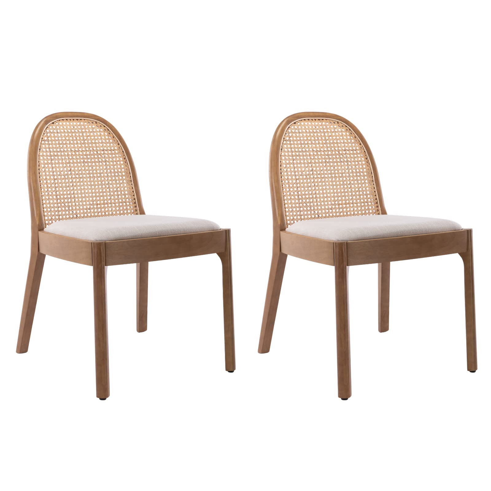 HEAH-YO Rattan Dining Chairs Set of 2, Upholstered Linen Dining Room Chairs with Backrests, Moder... | Amazon (US)