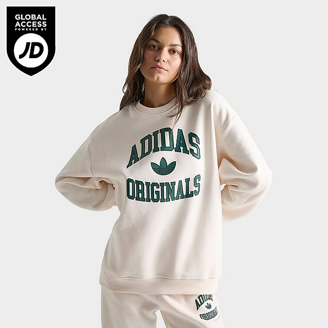 Women's adidas Originals Varsity Oversized Crewneck Sweatshirt | Finish Line (US)