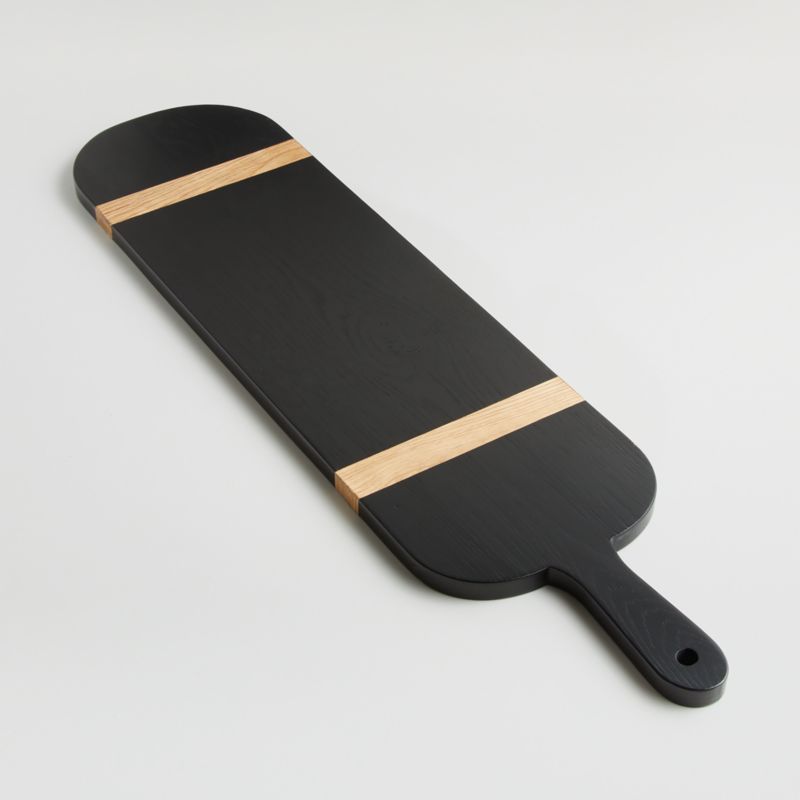 Amara Black and Light Oak Long Paddle Serving Board Cheeseboard Platter + Reviews | Crate & Barre... | Crate & Barrel