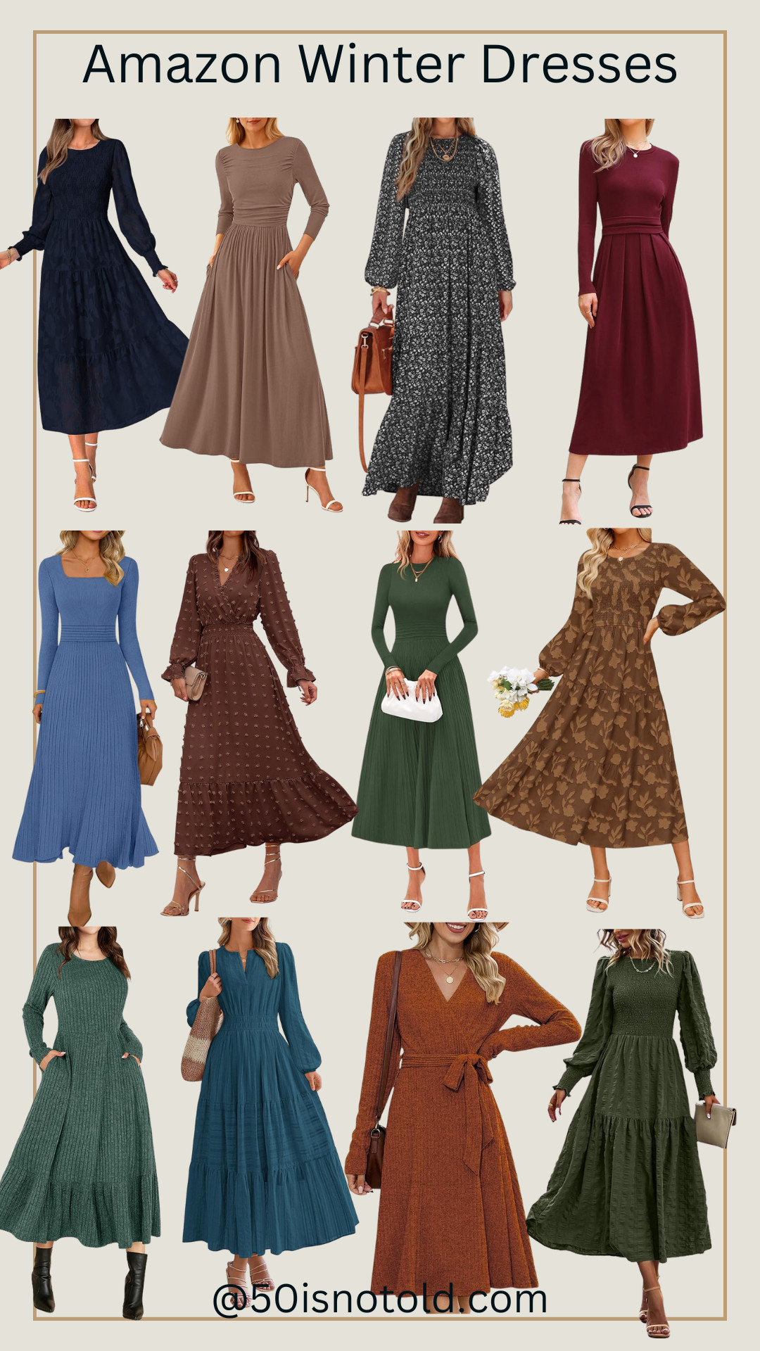 Gurls, if you’re looking for cozy, elegant winter dresses that flatter every figure, Amazon understood the assignment! These long-sleeve beauties are perfect for church, holiday events, date nights, or just feeling fabulous on a Tuesday. Soft fabrics, forgiving fits, and colors that look amazing on mature skin — and all without breaking the bank. 

 #LTKSeasonal #LTKOver40 #LTKFindsUnder50