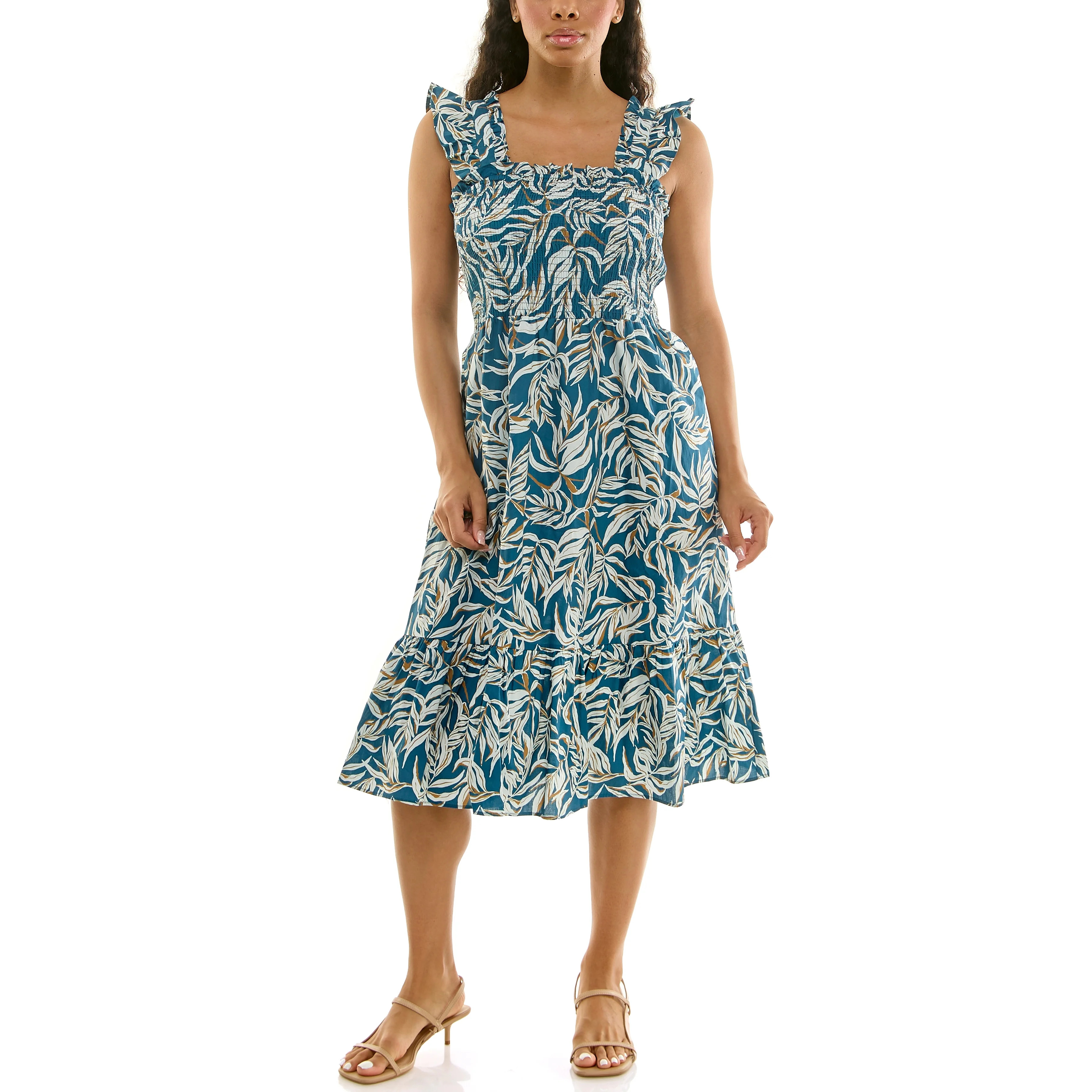 Nanette Lepore Women's Smocked Flutter Sleeve Midi Dress, Sizes XS-XXXL | Walmart (US)