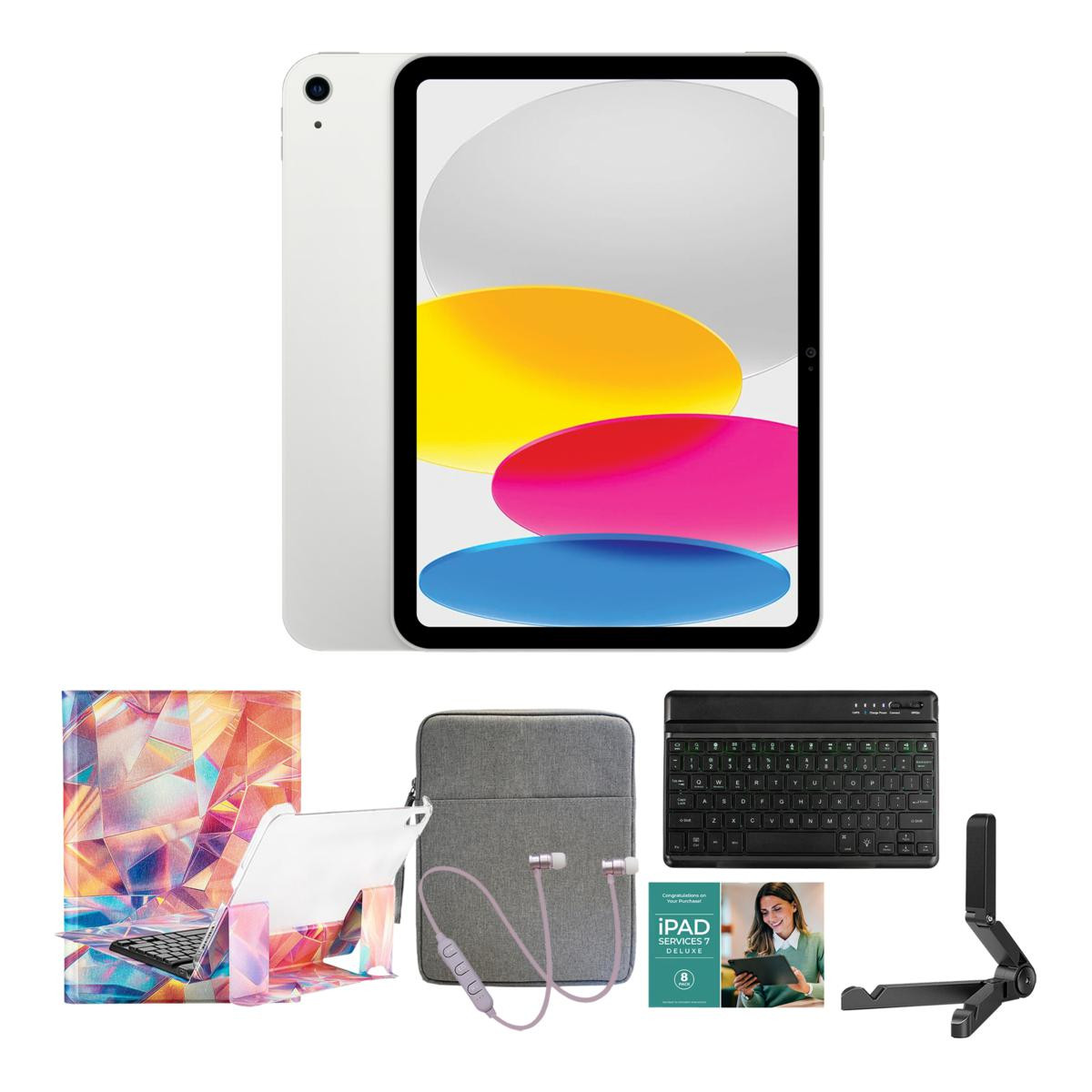 Apple iPad 10.9" 10th Gen 256GB w/Keyboard, Earbuds and Case - Silver | HSN